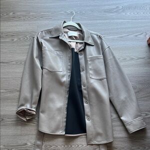 Aritzia Babaton Taupe Leather Jacket